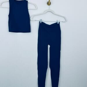 Fogal Womens Osmo Crop Top Aleen Leggings Set Size S/M Perforated Active Baltic